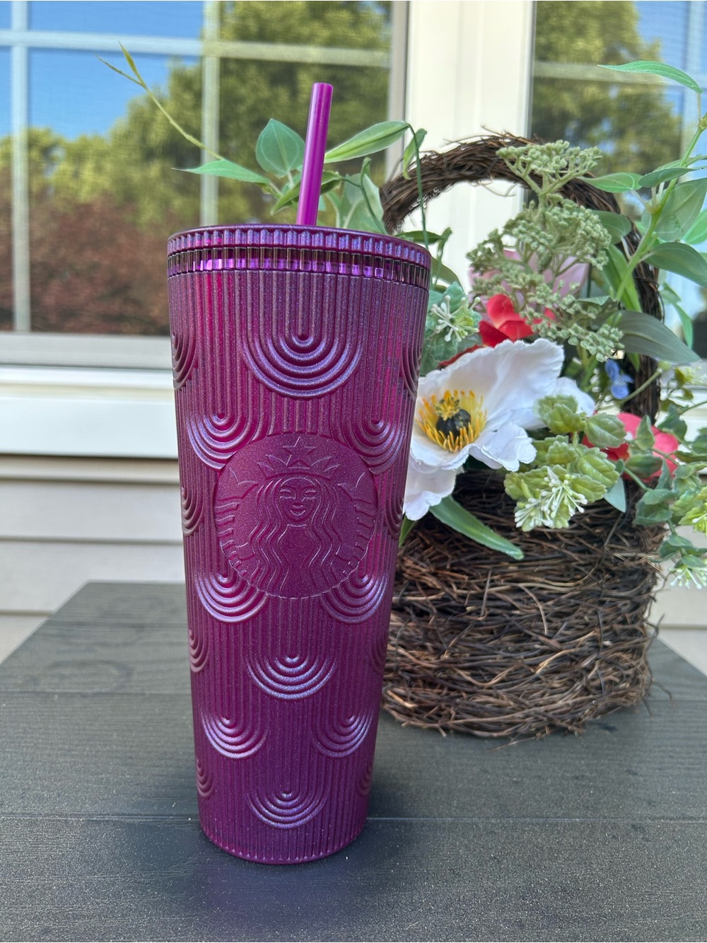 Starbucks Metallic Plum Tumbler with Matching Straw